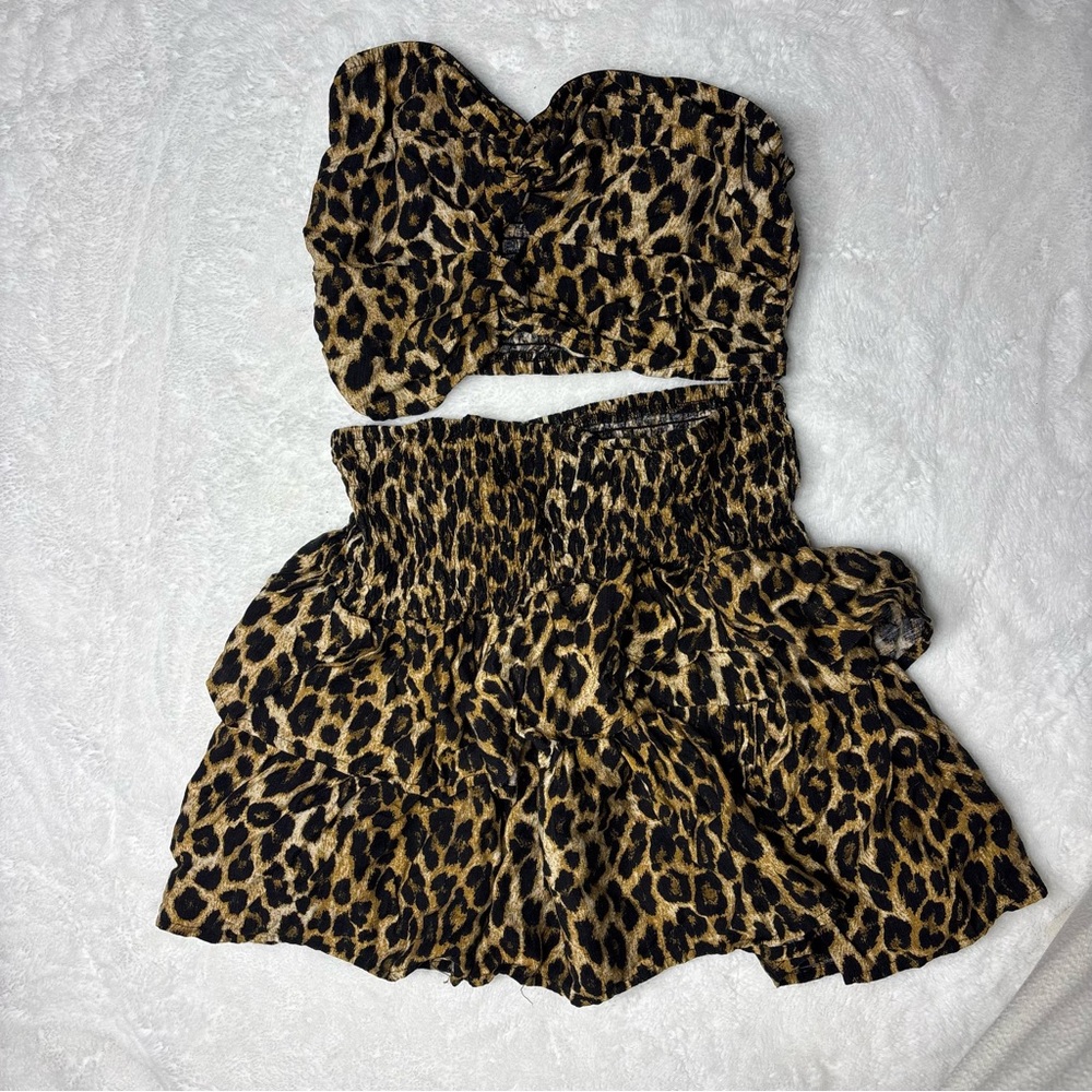 Leopard Print Strapless Set